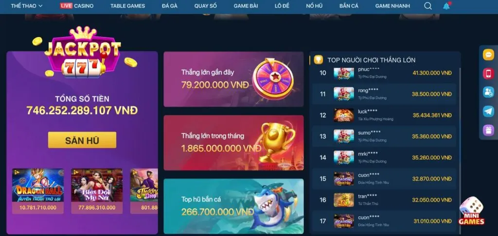Đa dạng trò chơi slot tại lulu88 khuyến mãi